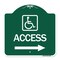 Signmission Access W/ Updated Isa and Right Arrow, Green & White Aluminum Sign, 18" H, GW-1818-24357 A-DES-GW-1818-24357 - alternate 1